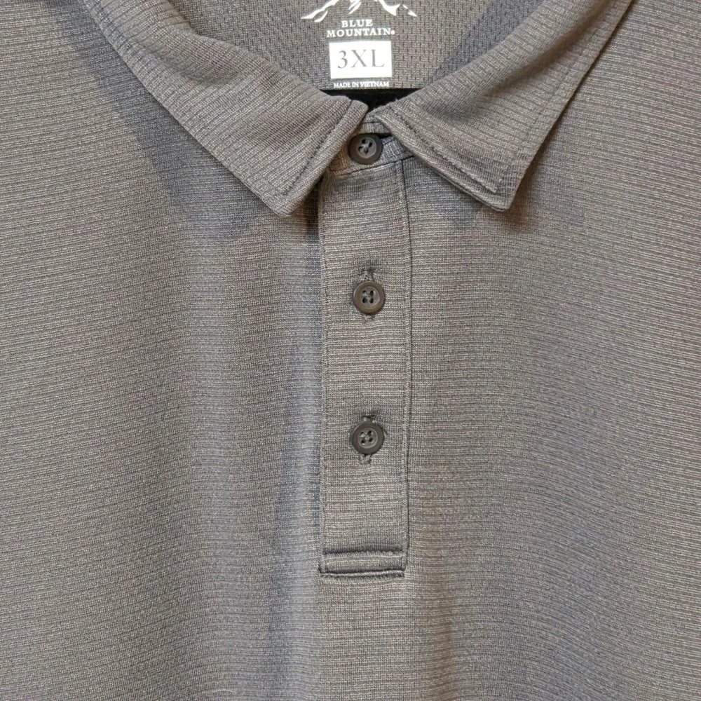 CLEARANCE 💲6️⃣ Blue Mountain Men's Gray Ribbed Soft Polo 3XL Short Casual - Picture 3 of 6